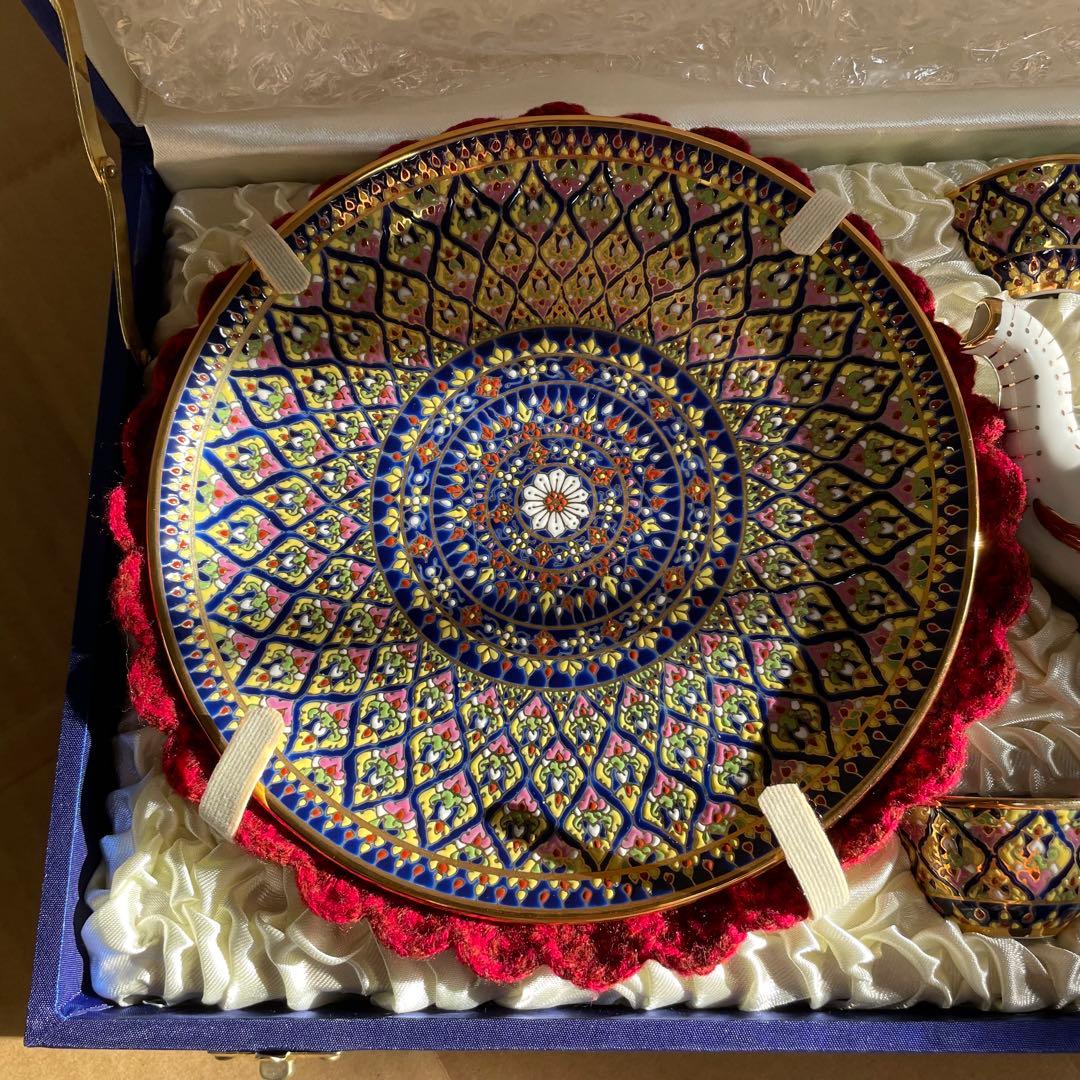 新品未使用　ベンジャロン焼き　ティーセット （ゾウ：箱付き）　高級　オシャレ