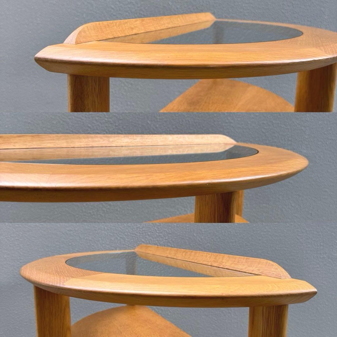 北欧調 コンソールデスク 日進木工 ガラス天板 木製 オーク 机 下棚付き