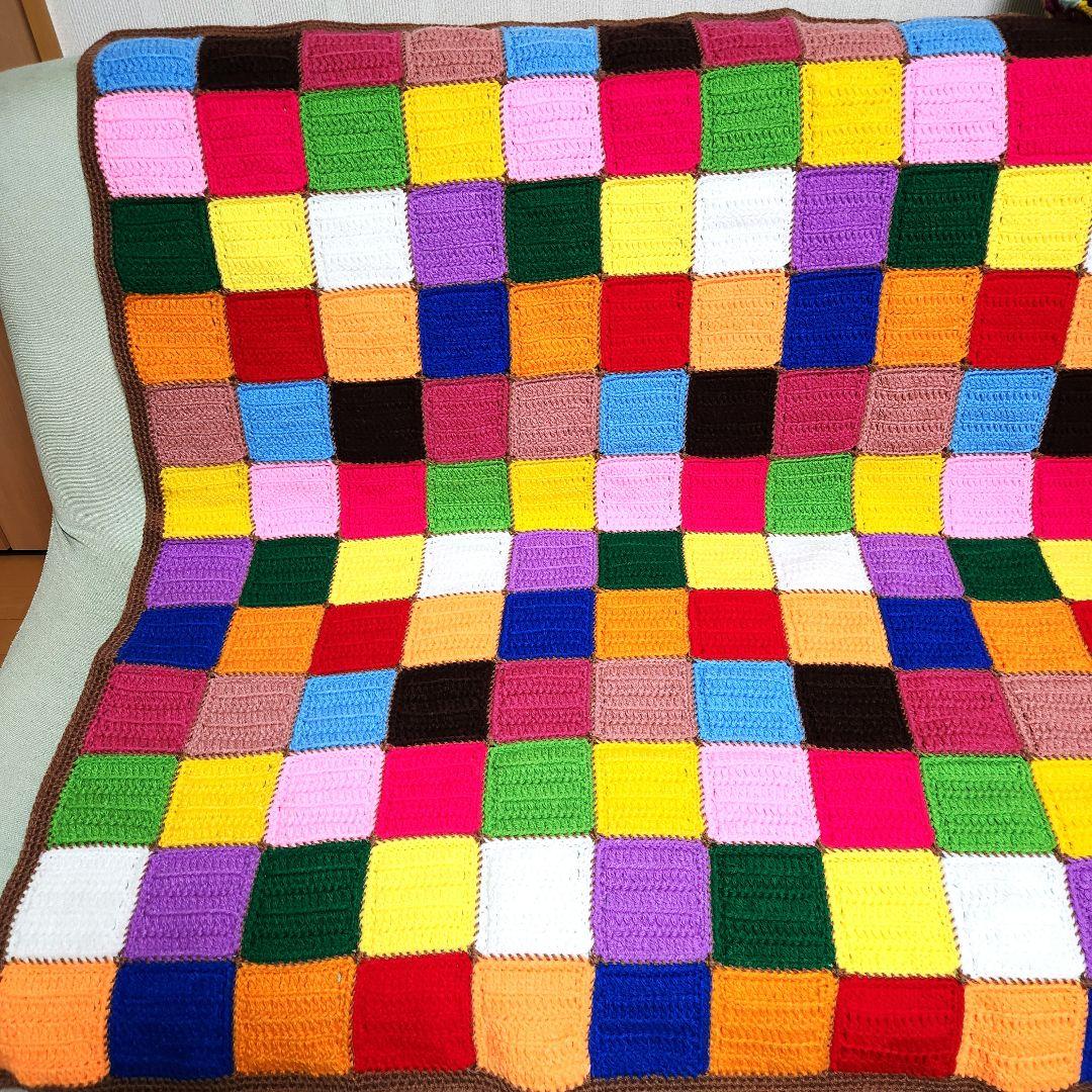 ★3月末で出品削除★ モチーフ編み【5】ハンドメイド　ブランケット　マルチカバー