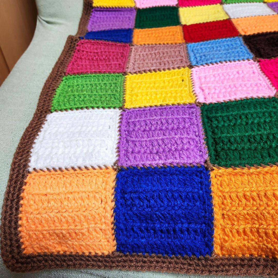 ★3月末で出品削除★ モチーフ編み【5】ハンドメイド　ブランケット　マルチカバー