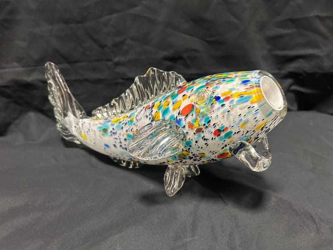 昭和レトロ　カラフルガラス花瓶　魚　鯉　約40cm