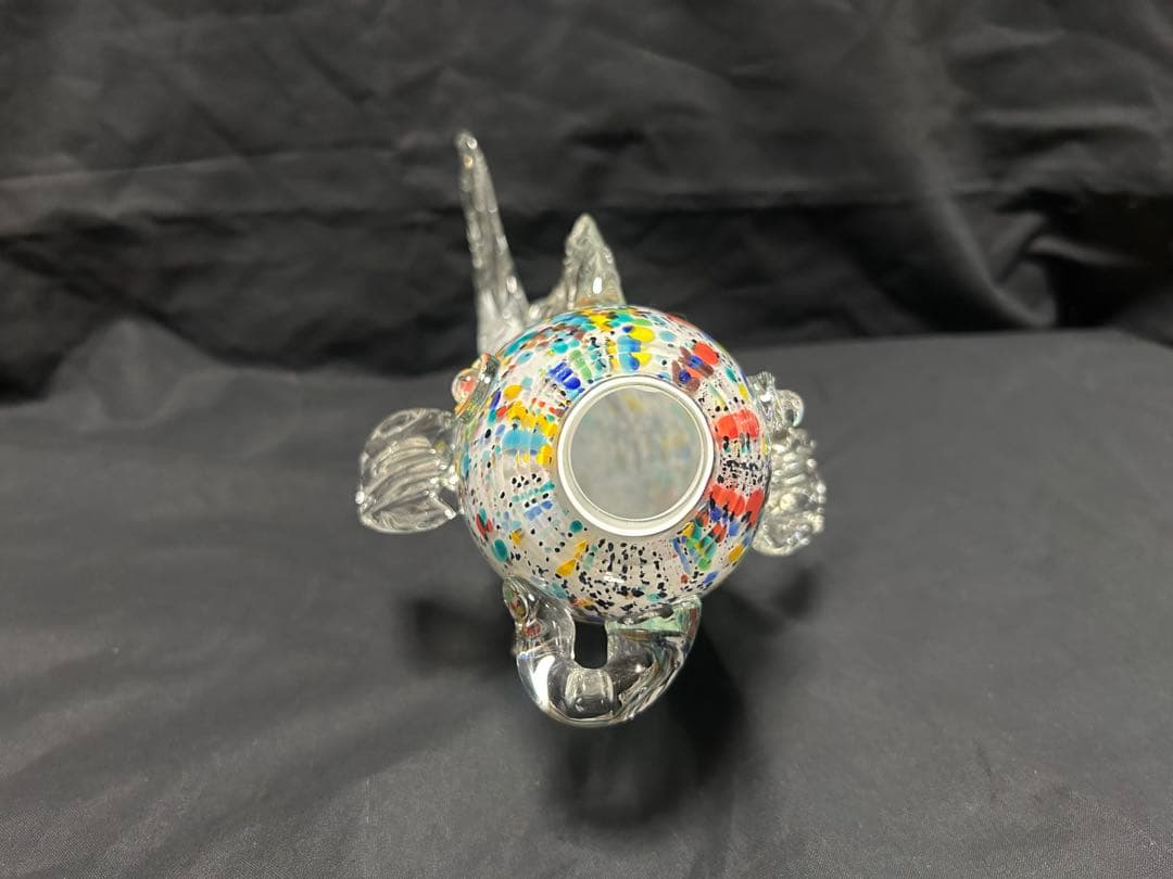 昭和レトロ　カラフルガラス花瓶　魚　鯉　約40cm