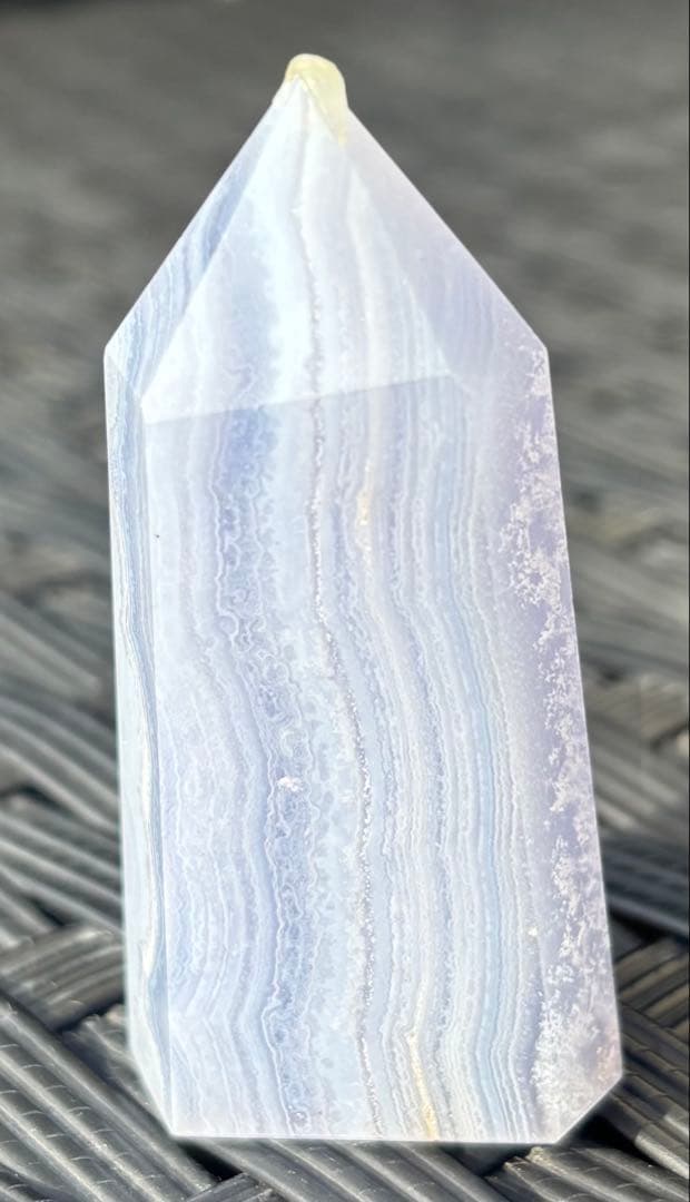 【天然石】タワー　空色縞瑪瑙　ブルーレースアゲート