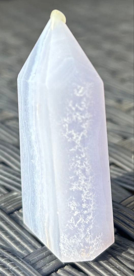 【天然石】タワー　空色縞瑪瑙　ブルーレースアゲート