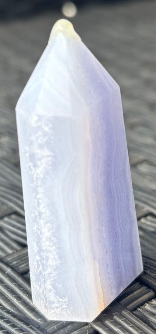 【天然石】タワー　空色縞瑪瑙　ブルーレースアゲート