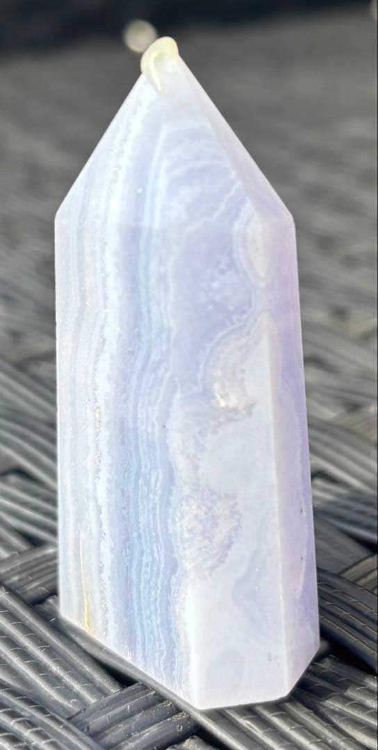 【天然石】タワー　空色縞瑪瑙　ブルーレースアゲート