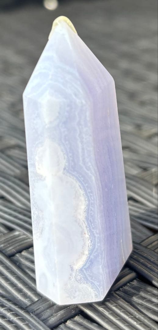 【天然石】タワー　空色縞瑪瑙　ブルーレースアゲート
