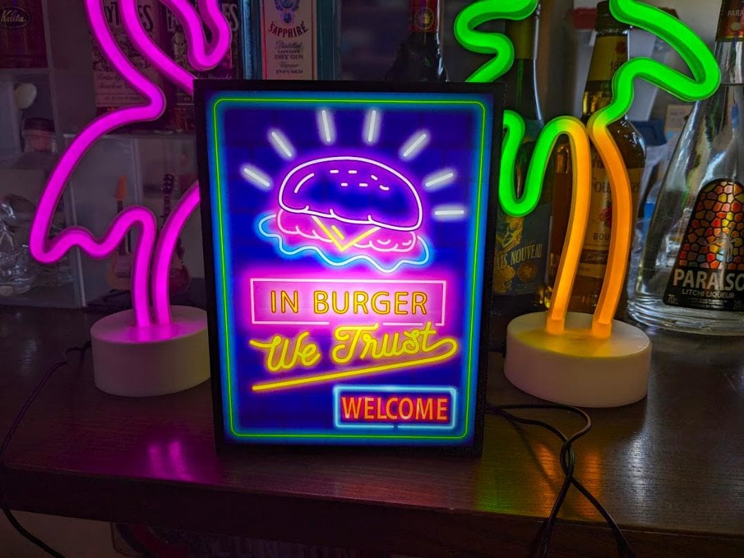 ハンバーガー ダイナー カフェ 照明 看板 置物 アメリカン雑貨 ライトBOX