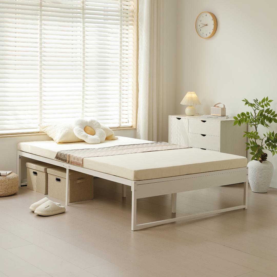 【限定価格】超人気！ベッドフレーム パイプベッド【ダブル D】　WHITE