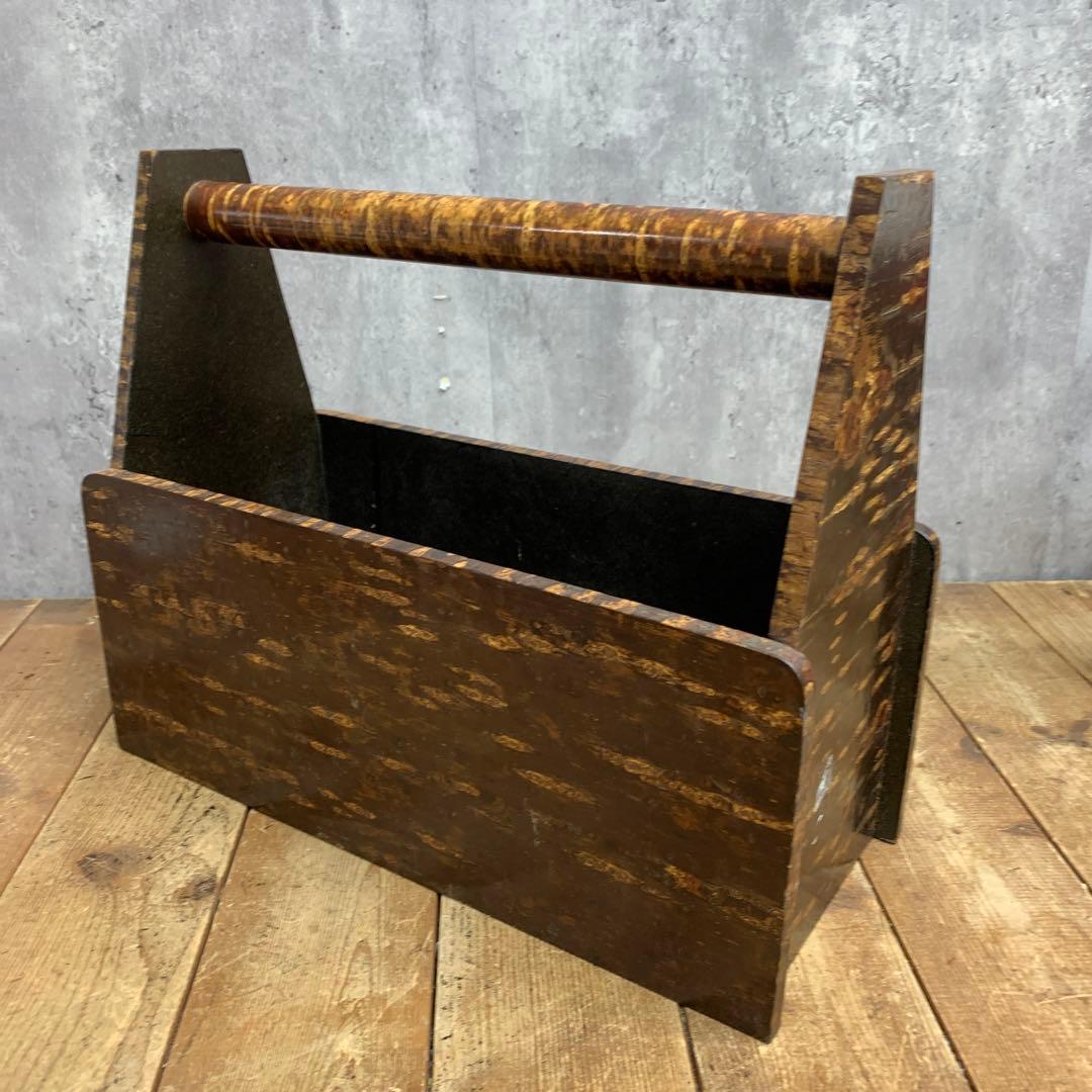 A-1 【伝統工芸】秋田 樺細工（桜皮細工） マガジンラック / 手付収納ボック