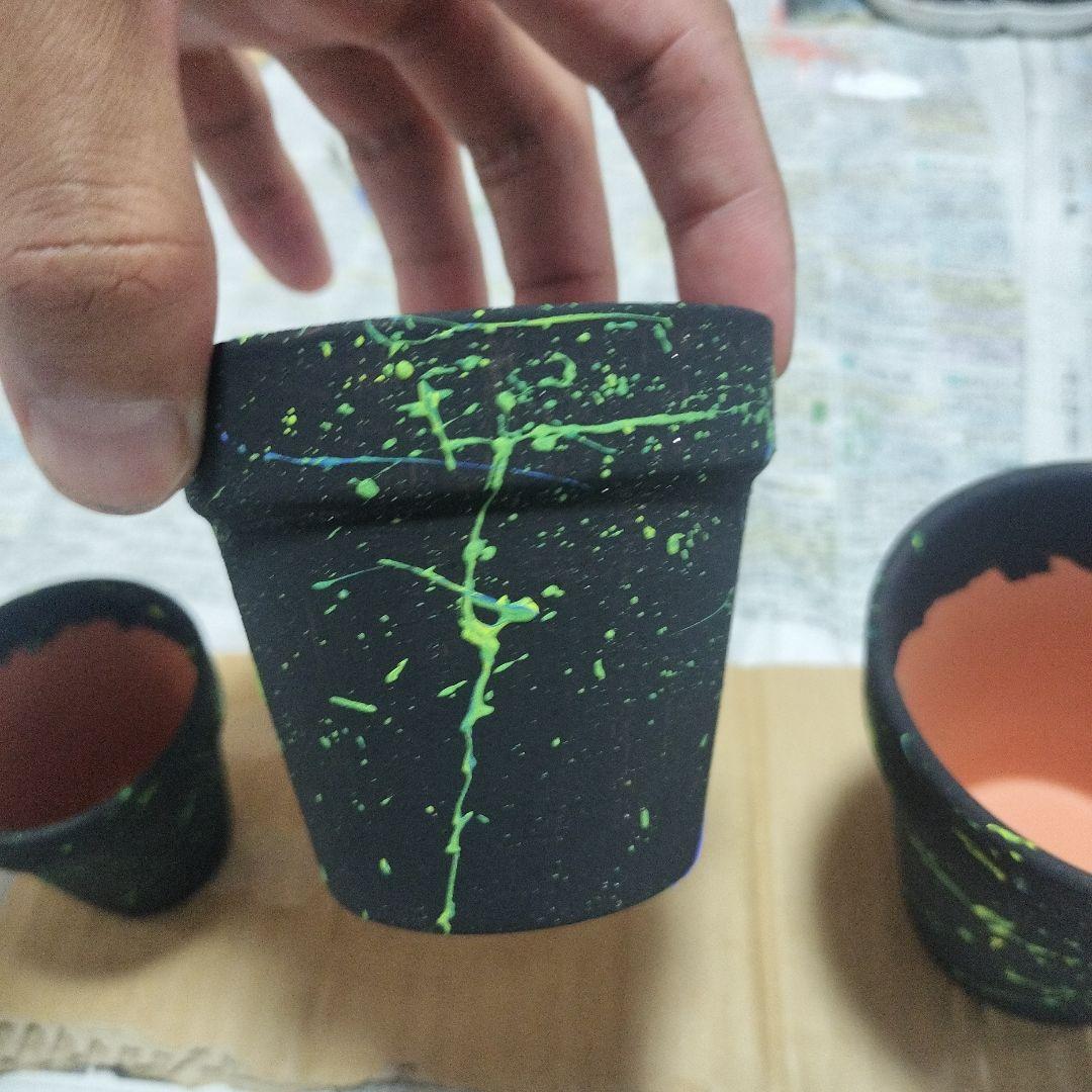 素焼き鉢　3個セット　オリジナルペイント鉢sp-1