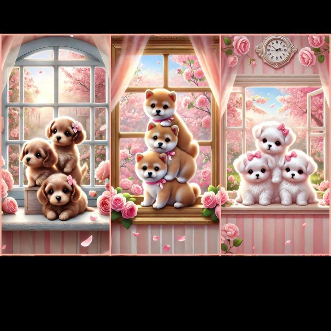 柴犬、ポメラニアン、マルチーズ、チワワ、トイプードル、シーズパネル生地