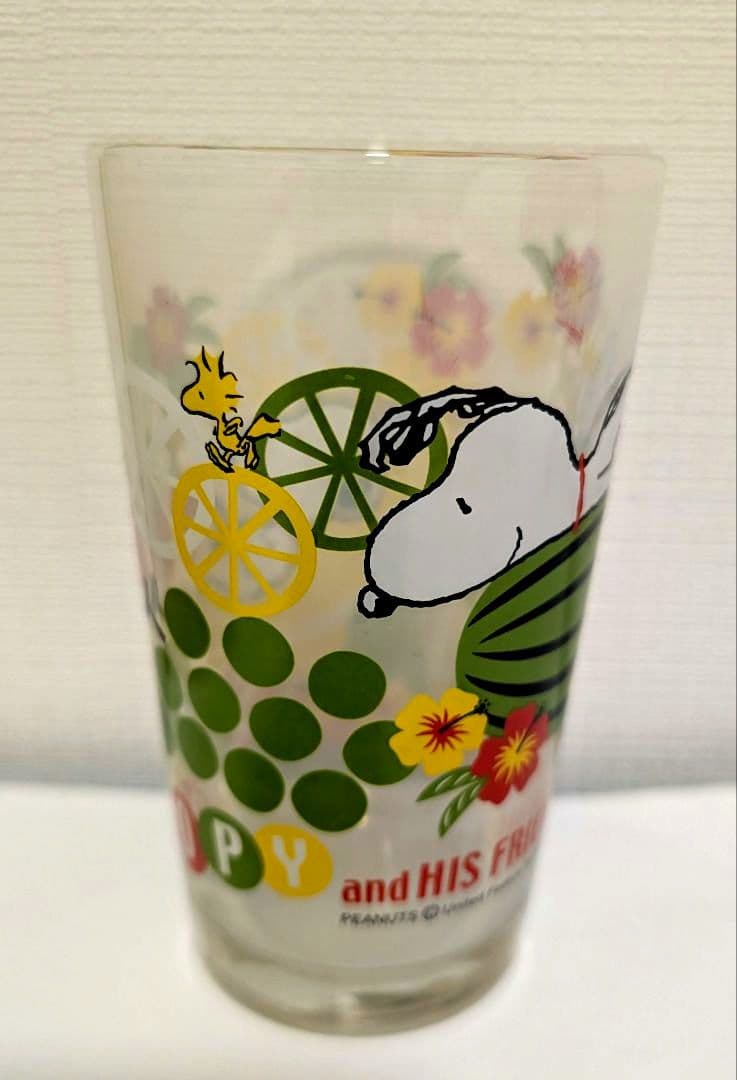激レア！SNOOPY＆ウッドストック　フルーツ柄グラス＆バナナコースター　未使用