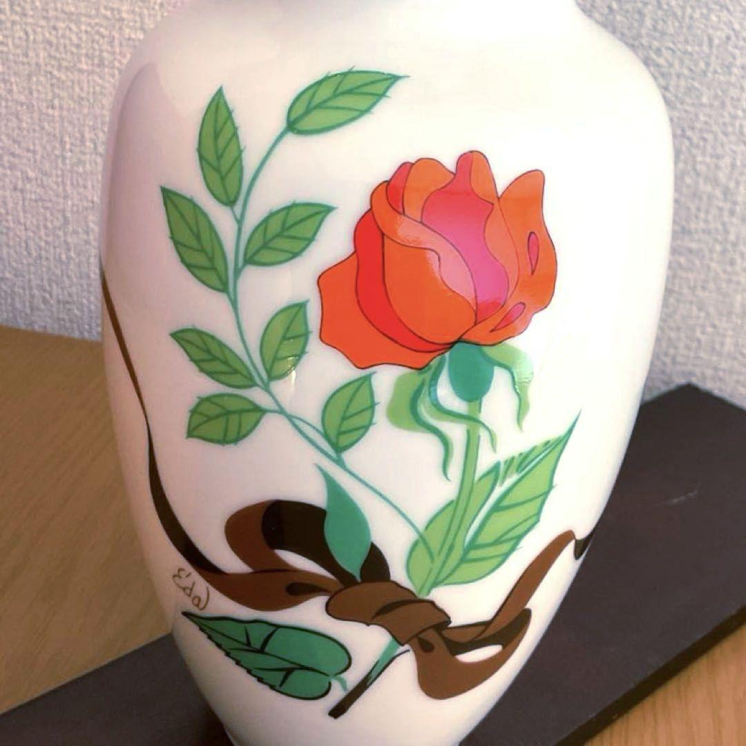 【新品】シーモアマン 赤いバラ陶器花瓶 フラワーベース ヴィンテージ　花びん