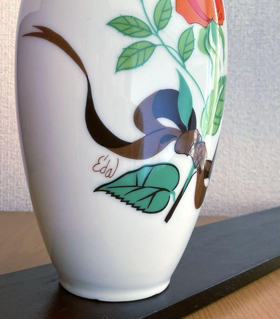 【新品】シーモアマン 赤いバラ陶器花瓶 フラワーベース ヴィンテージ　花びん