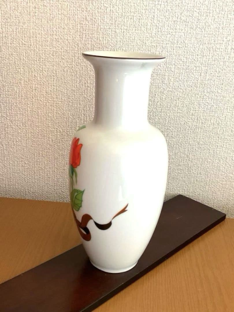 【新品】シーモアマン 赤いバラ陶器花瓶 フラワーベース ヴィンテージ　花びん