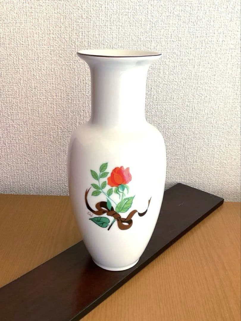 【新品】シーモアマン 赤いバラ陶器花瓶 フラワーベース ヴィンテージ　花びん
