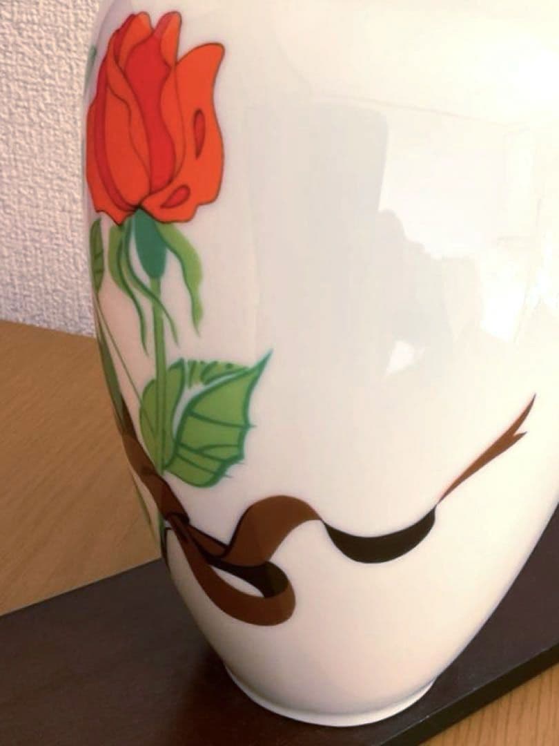 【新品】シーモアマン 赤いバラ陶器花瓶 フラワーベース ヴィンテージ　花びん