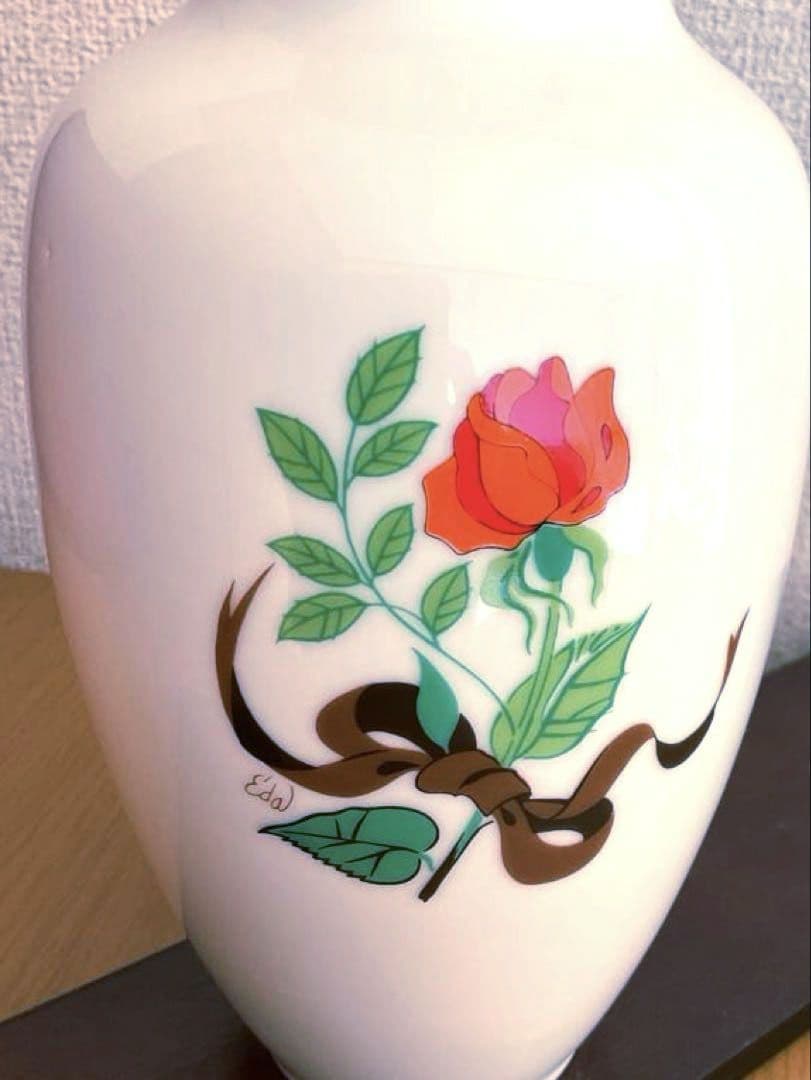 【新品】シーモアマン 赤いバラ陶器花瓶 フラワーベース ヴィンテージ　花びん