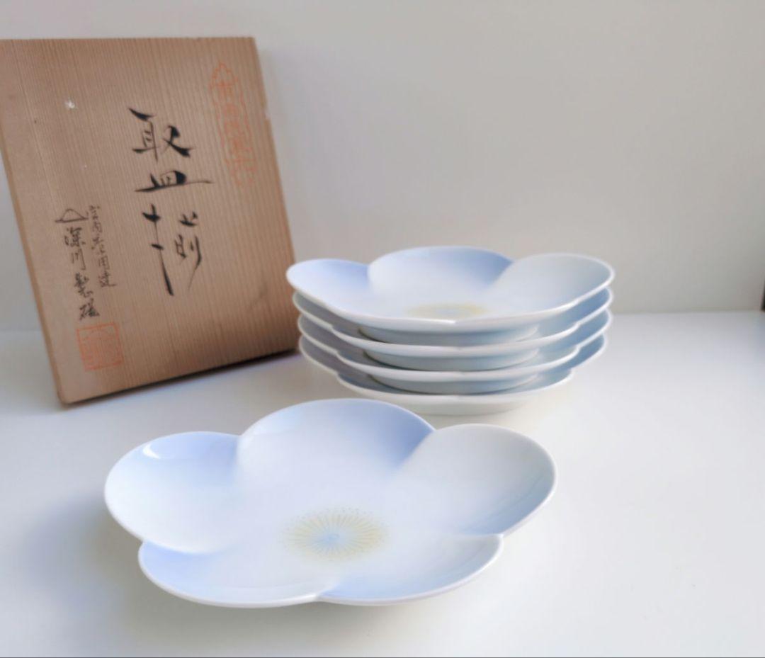 希少品✩深川製磁　梅　花型取皿揃　５枚