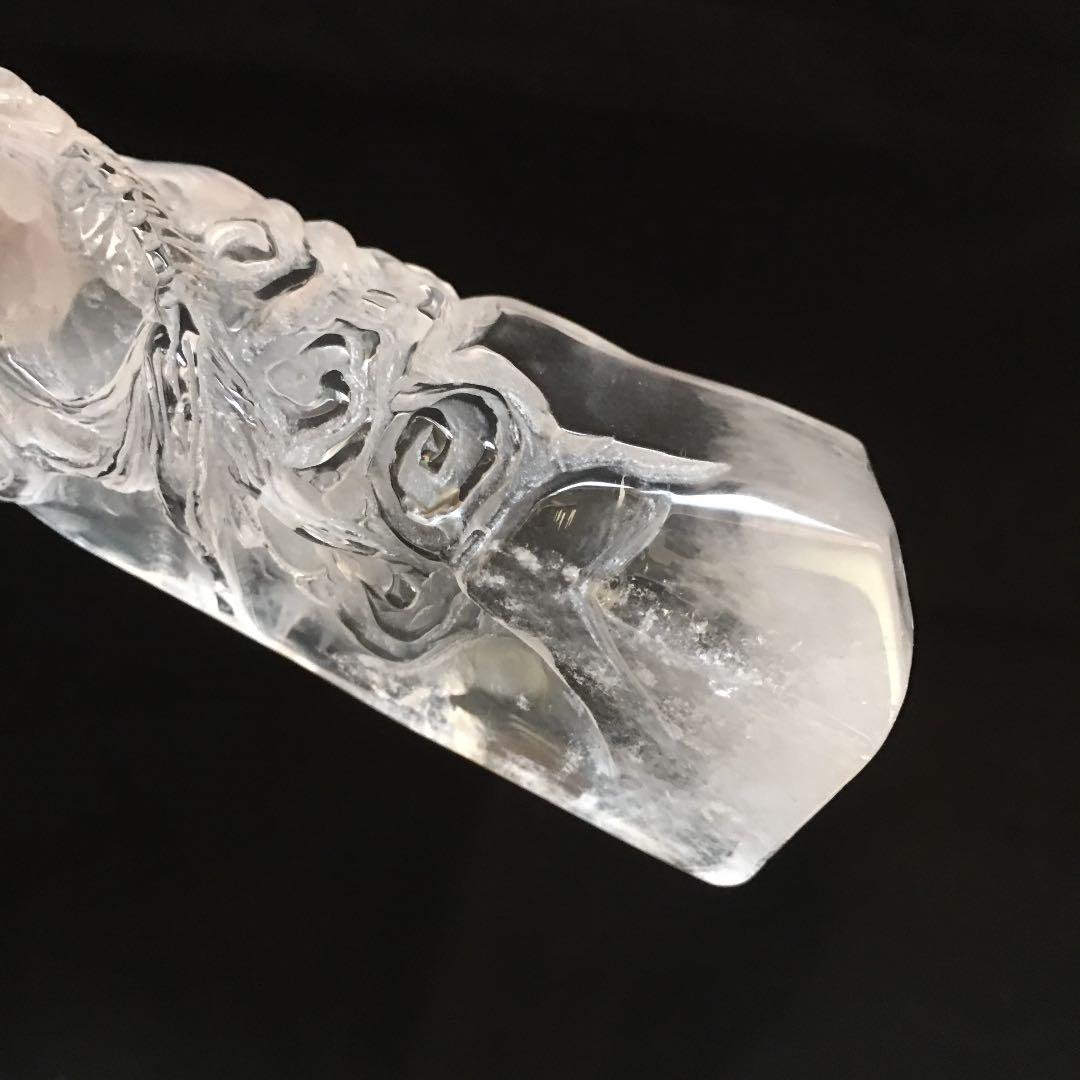 天然石 水晶 龍彫刻 昇り龍　縁起物