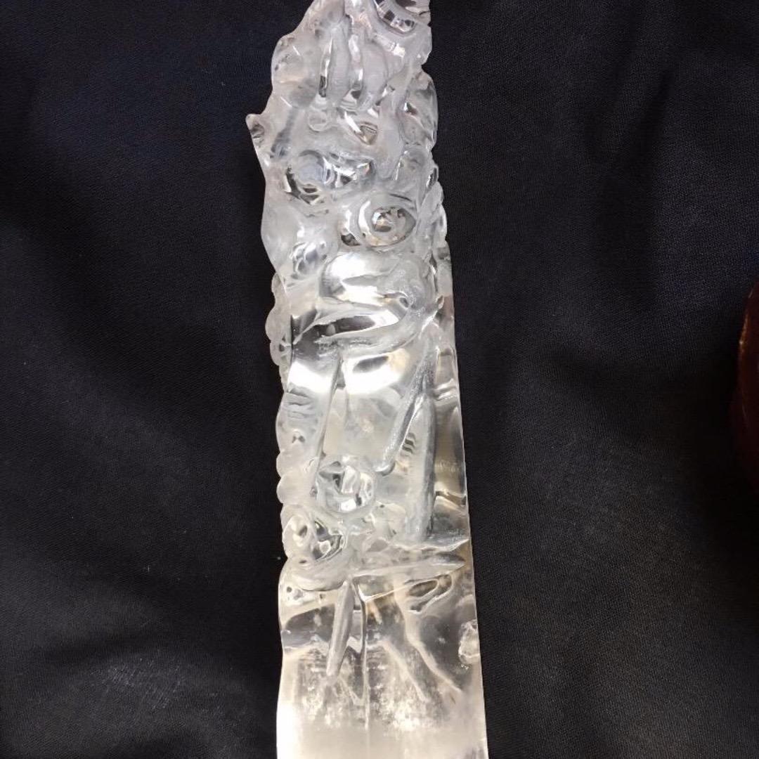 天然石 水晶 龍彫刻 昇り龍　縁起物