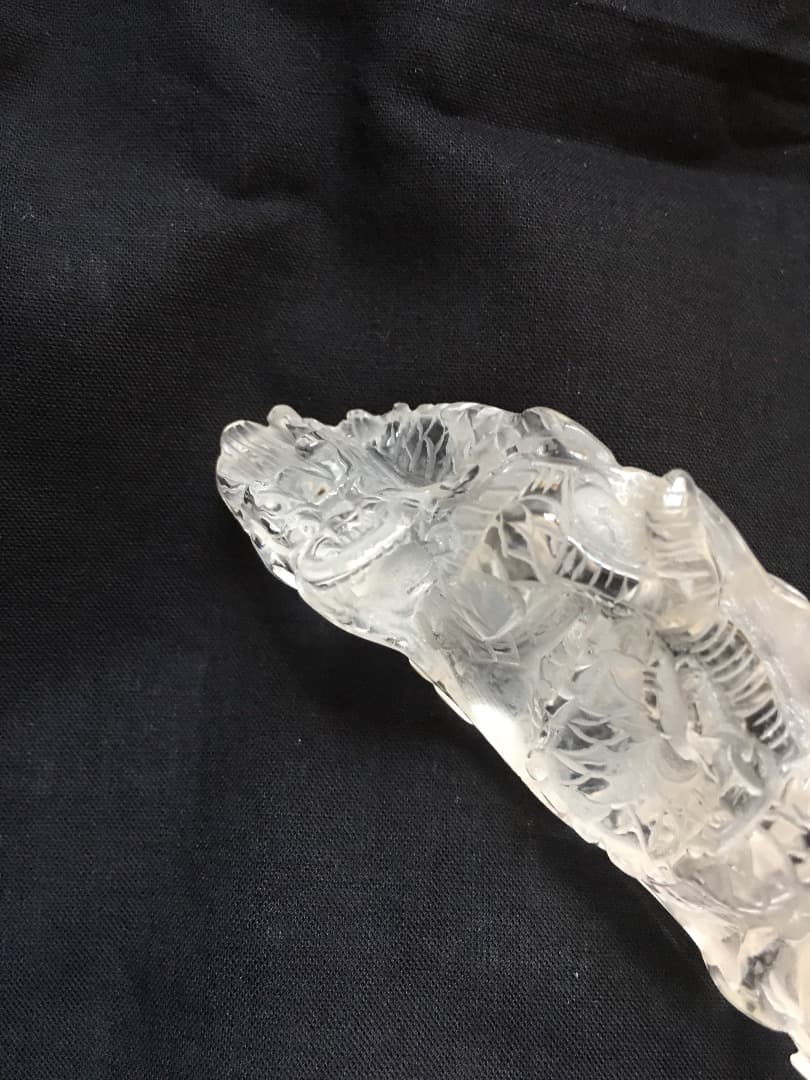 天然石 水晶 龍彫刻 昇り龍　縁起物