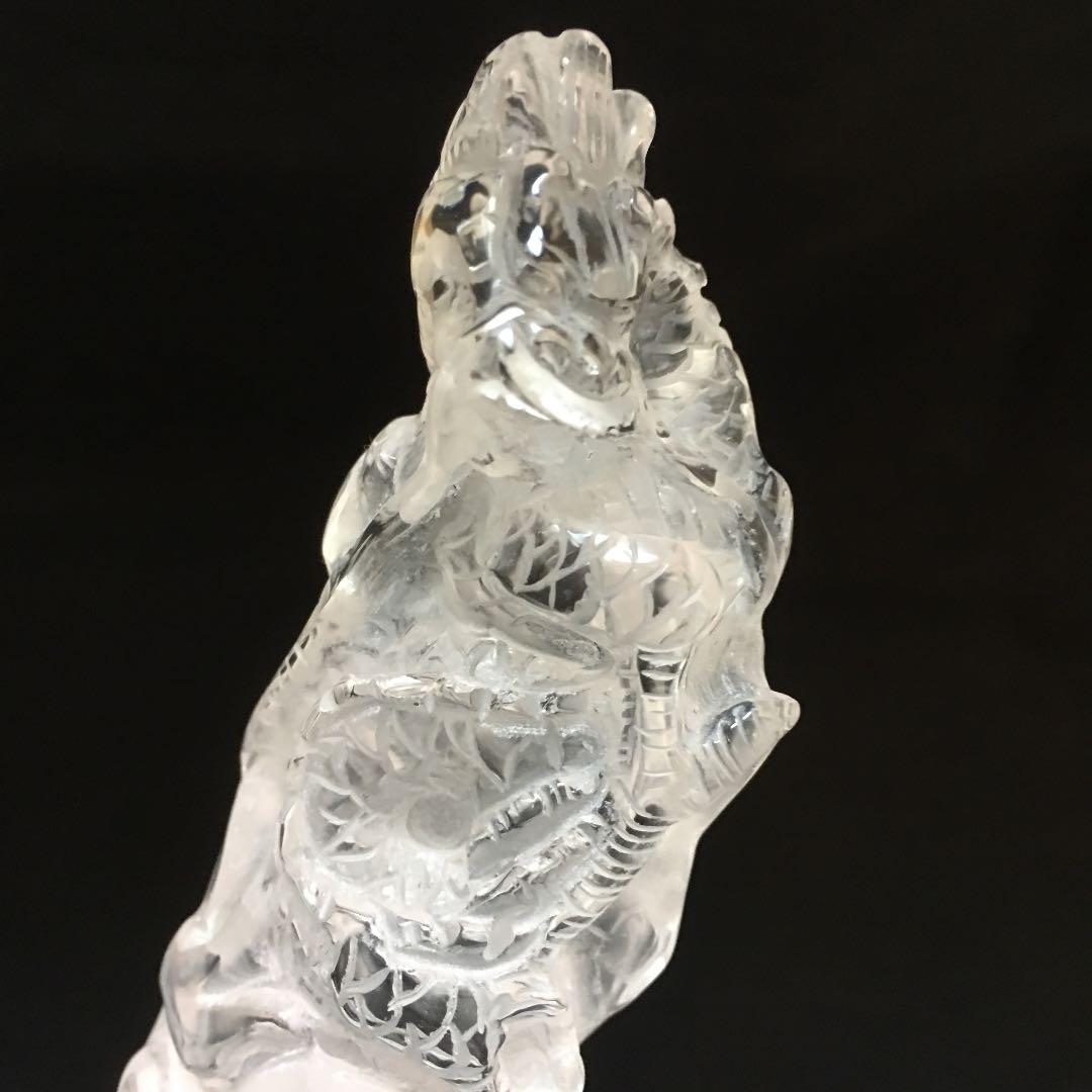 天然石 水晶 龍彫刻 昇り龍　縁起物