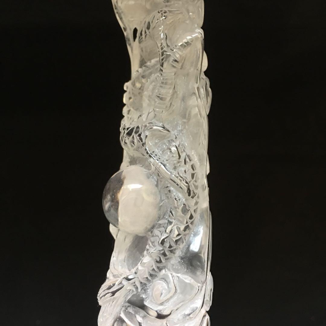 天然石 水晶 龍彫刻 昇り龍　縁起物