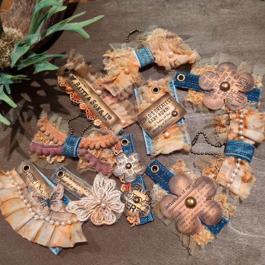 ✦お得セット✦デニムリメイク☆レトロクラシックシャビータグ✨️革タグ