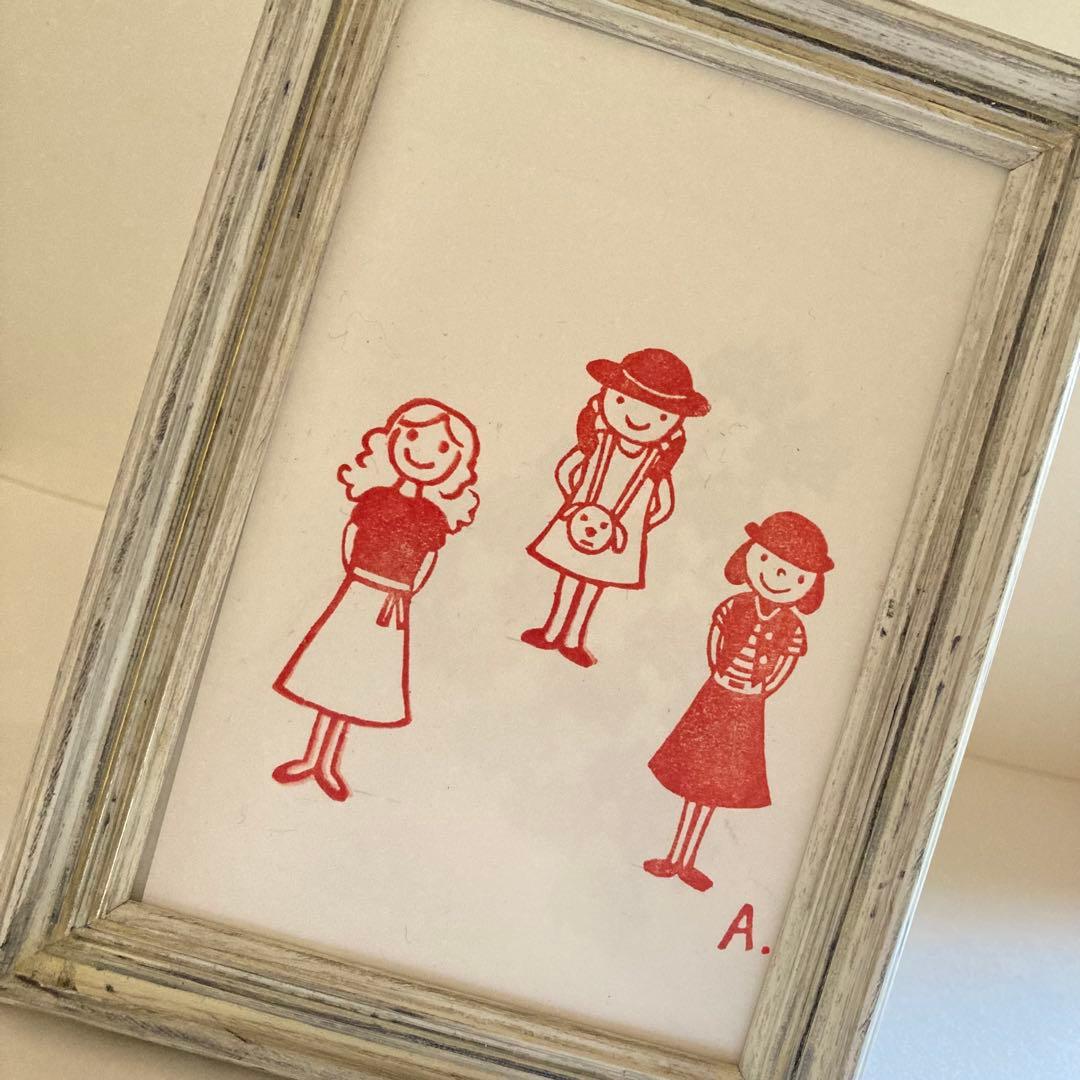 【スタンプアート・額装】 オリジナルデザイン Red Art とX'mas