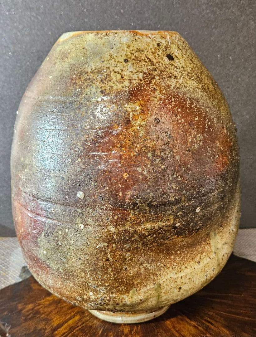 伊賀焼　森里香山作　窯変　高約28.0cm壺　大壺　花入　オブジェ定価30万円