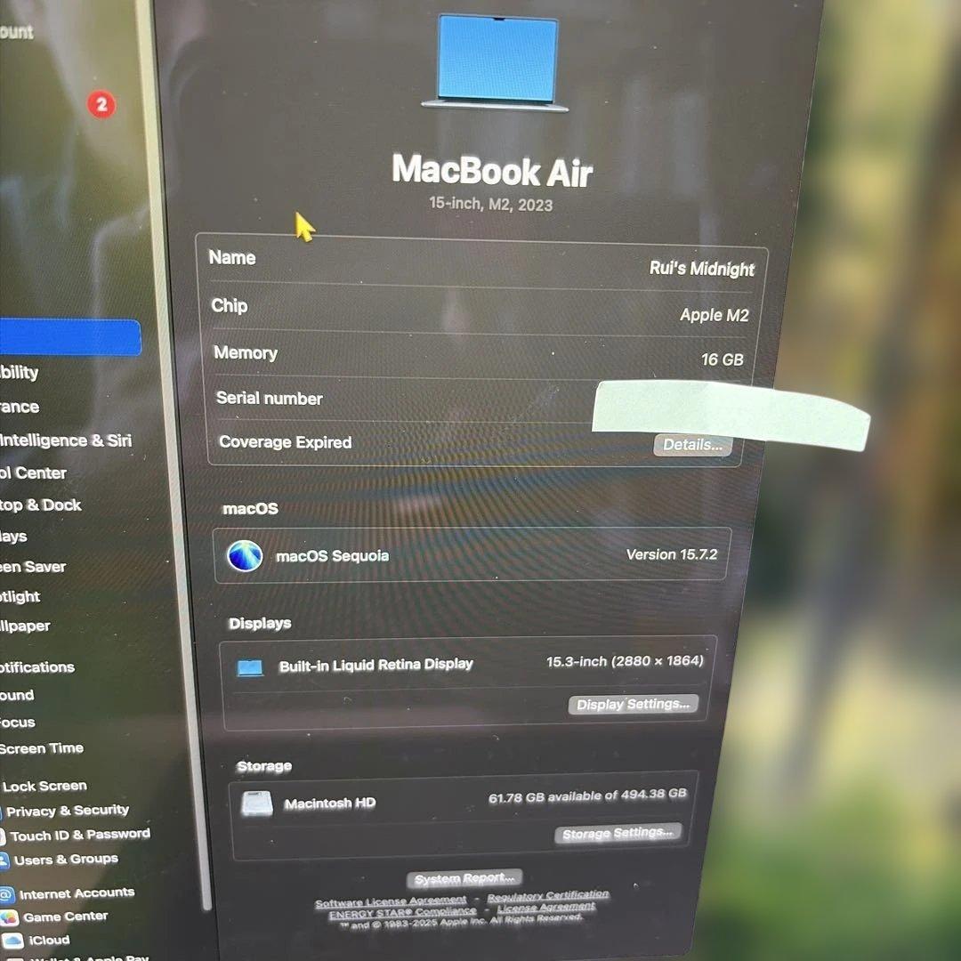 K*y様 MacBook Air 15インチ M2 512G 2023 美品！U