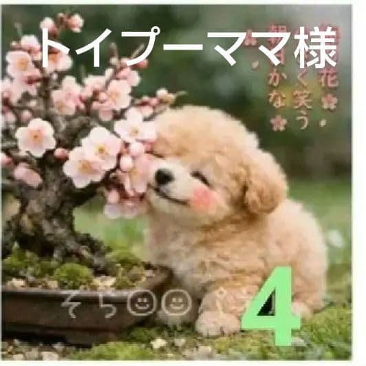 オーダーページ　ハンカチ　520梅の盆栽わんこ柄　ハンドメイド2/18