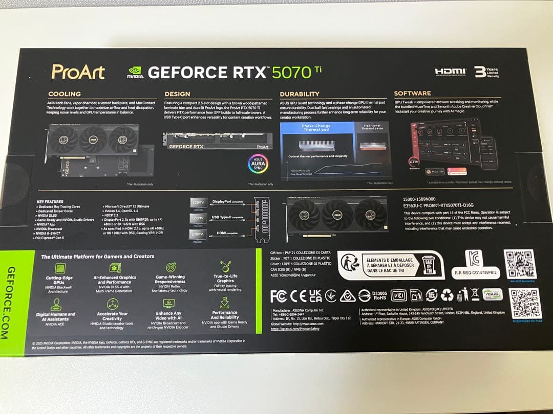 【新品•正規品•納品書】RTX 5070Ti ProArt (Type-C有)