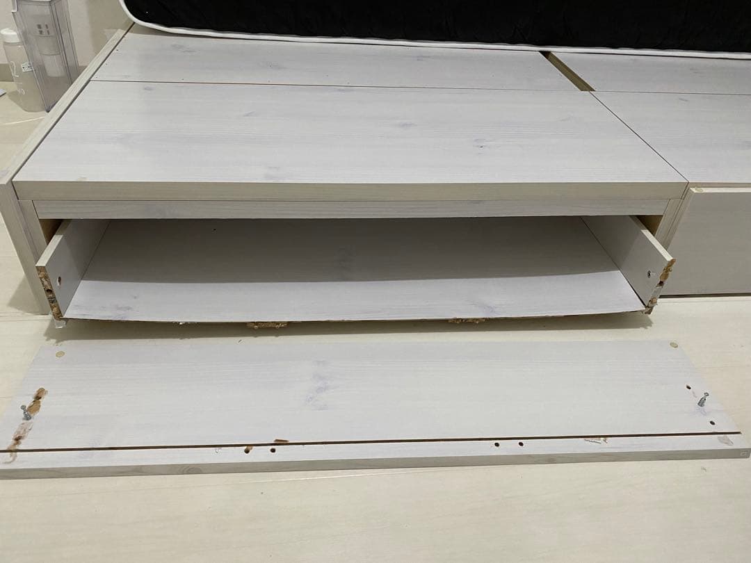 シングルベッド　USBコンセント　収納付き 　ホワイト