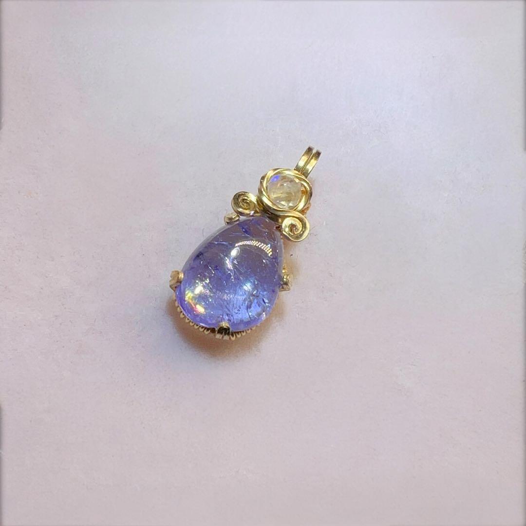 【for いちごオーレ様】タンザナイト ワイヤーラッピング　ペンダントトップ