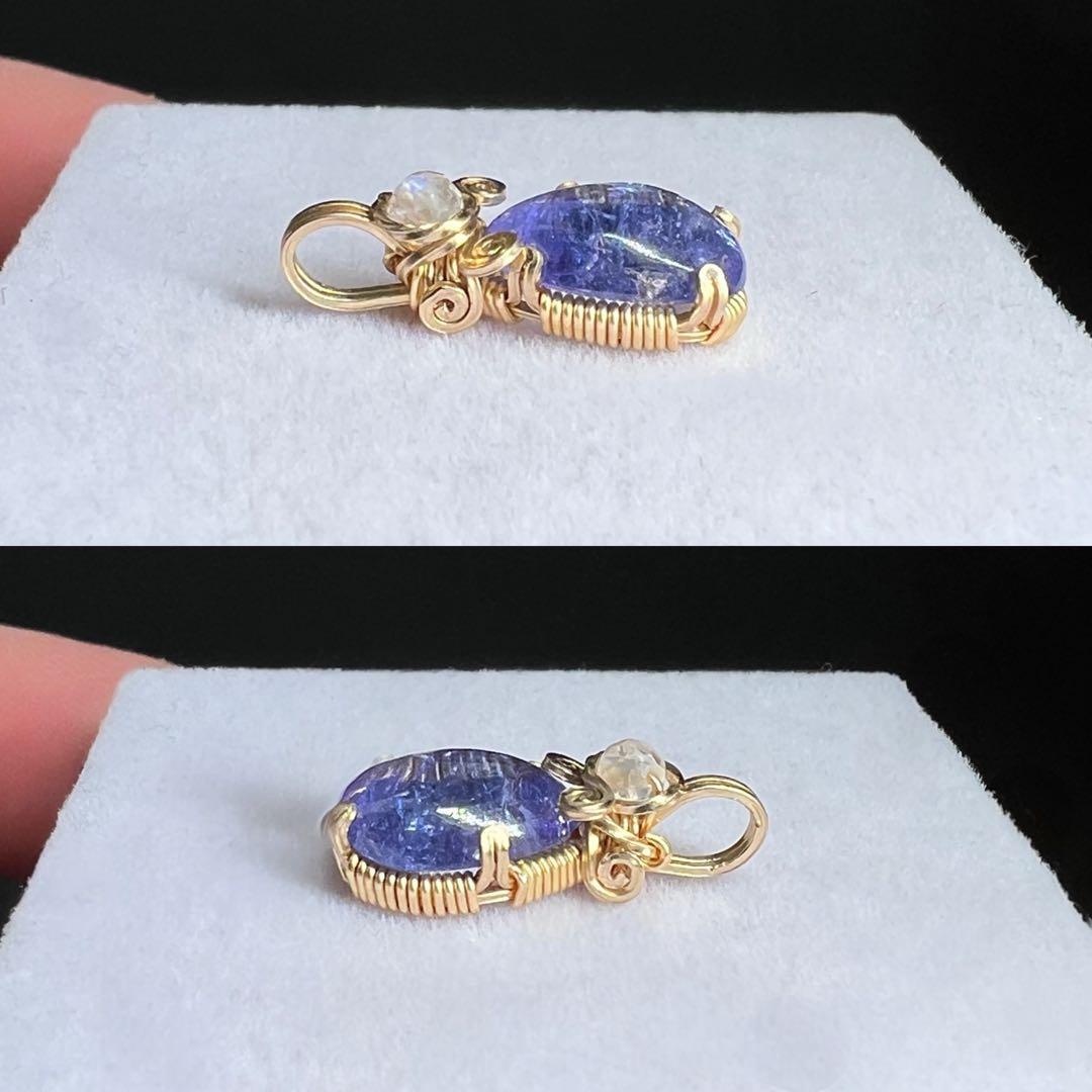 【for いちごオーレ様】タンザナイト ワイヤーラッピング　ペンダントトップ