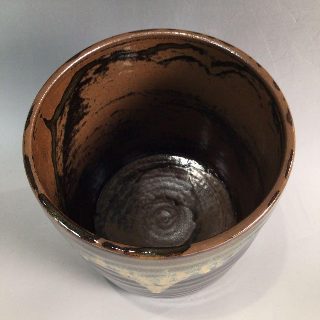 Ｐ３２５　水指　『膳所焼』『雄松苑造』『一重口水指』　共箱　茶道具