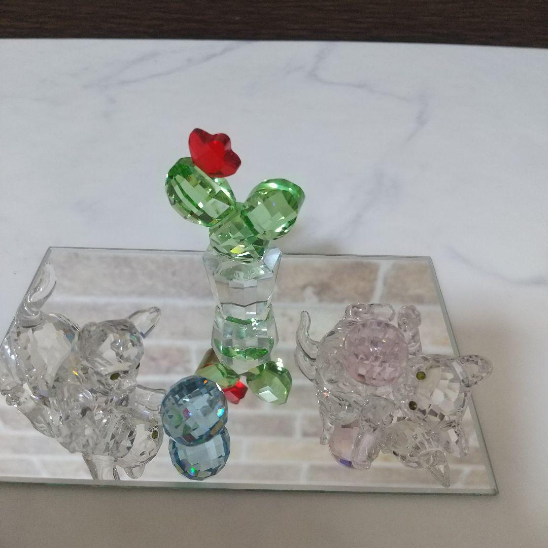 ☆　スワロフスキー 　サボテン 猫 ボール セット