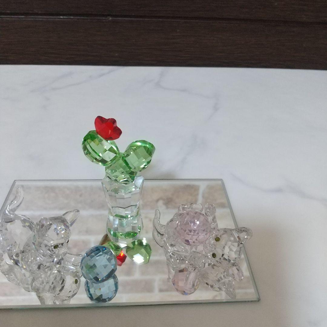 ☆　スワロフスキー 　サボテン 猫 ボール セット