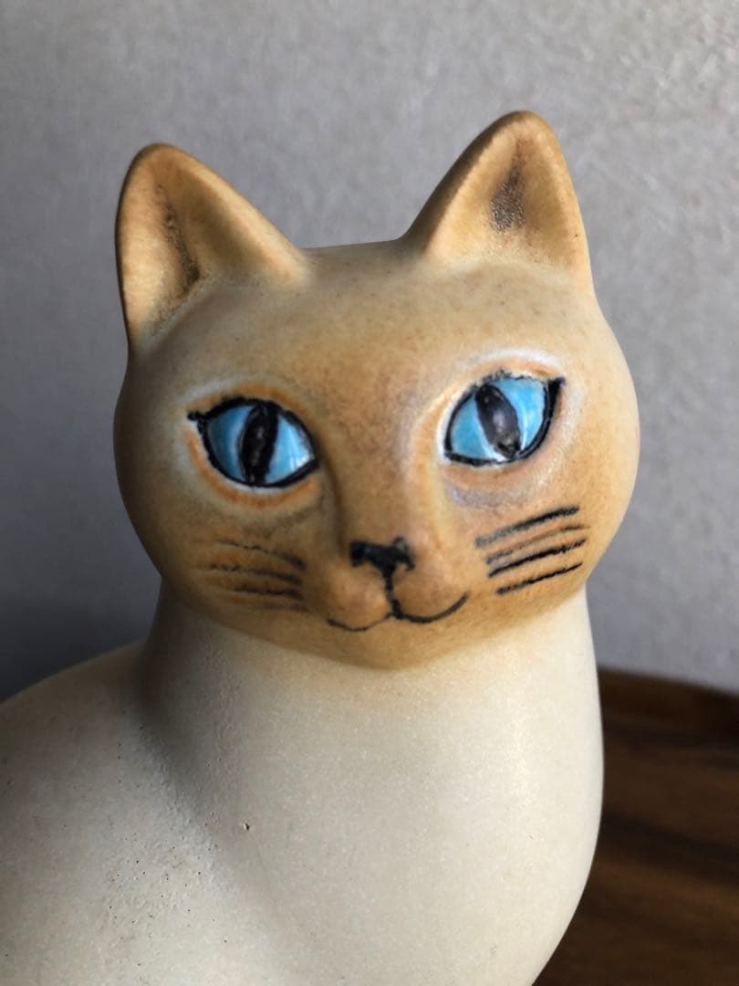 ★リサラーソン置物★キャットマンズ親子★ホワイト×ブラウン★