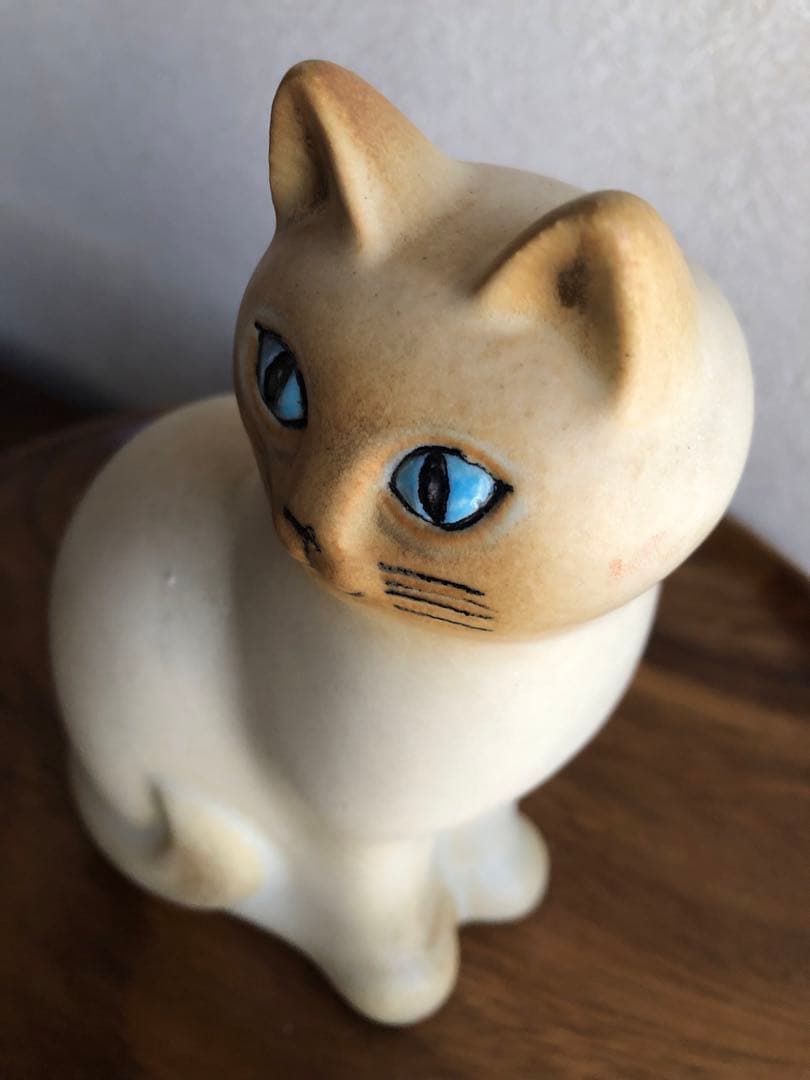 ★リサラーソン置物★キャットマンズ親子★ホワイト×ブラウン★