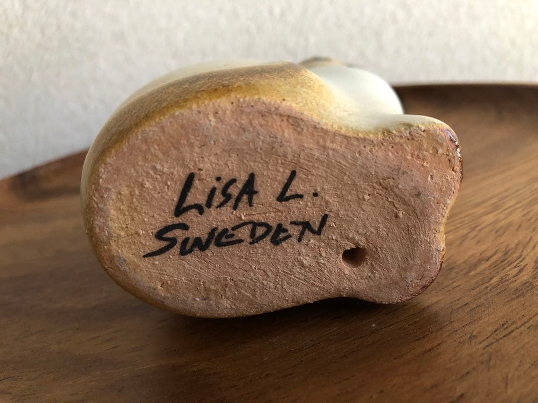 ★リサラーソン置物★キャットマンズ親子★ホワイト×ブラウン★