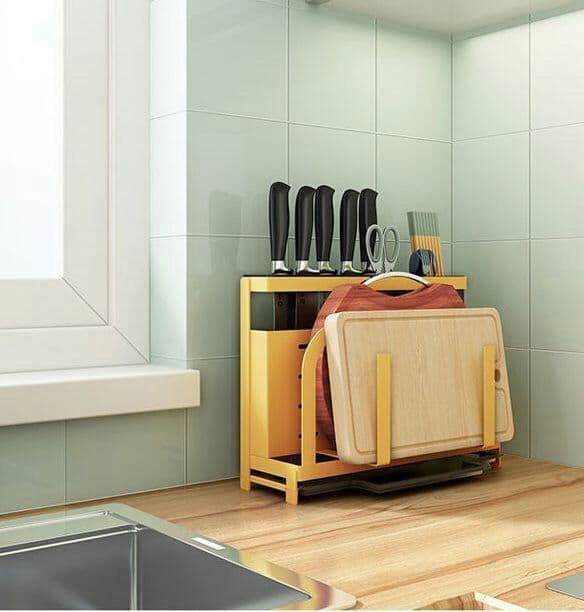 キッチンツールスタンドまな板包丁鍋蓋ハサミステンレス製トレー付き