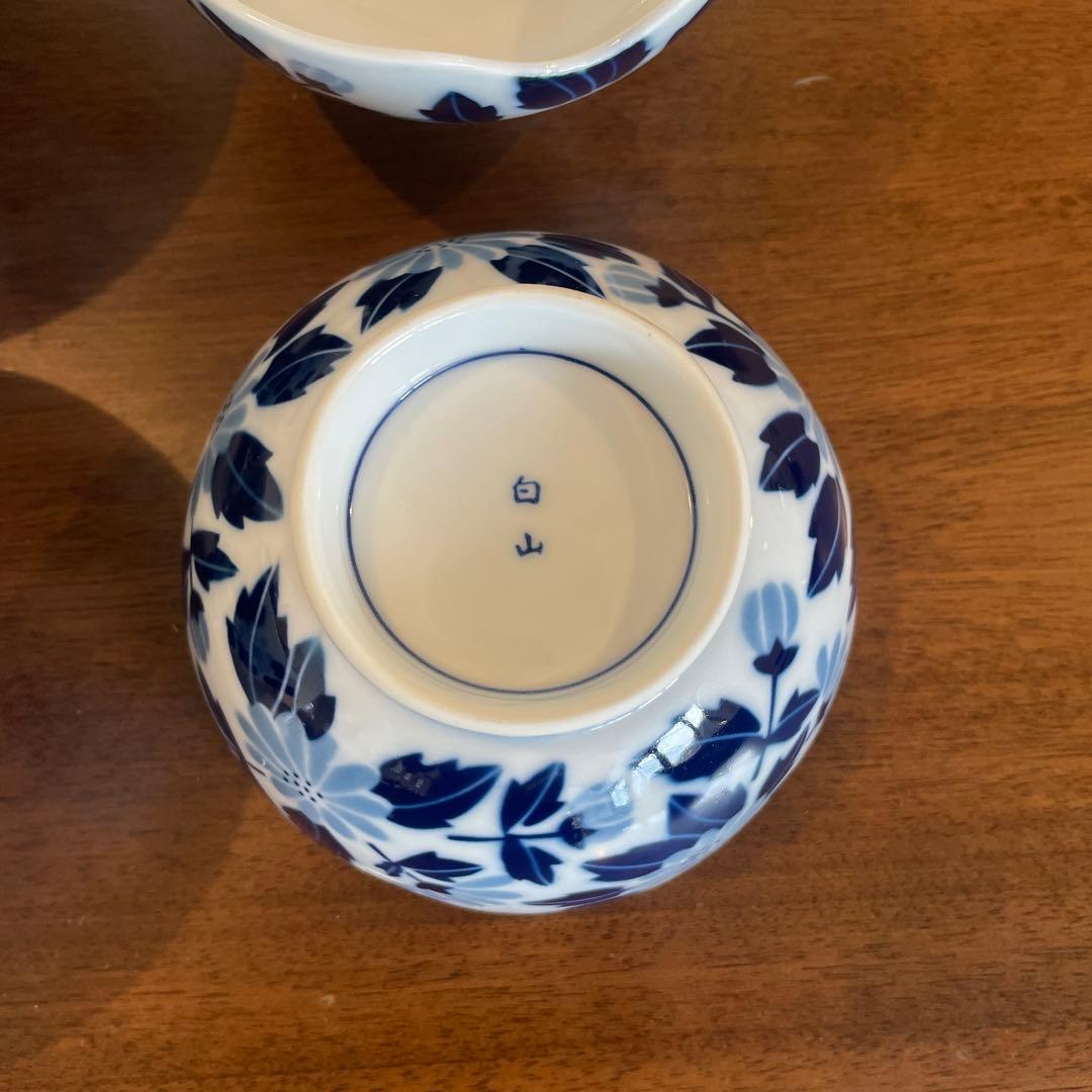 白山陶器　青い花柄の食器セット ２客×６点セット