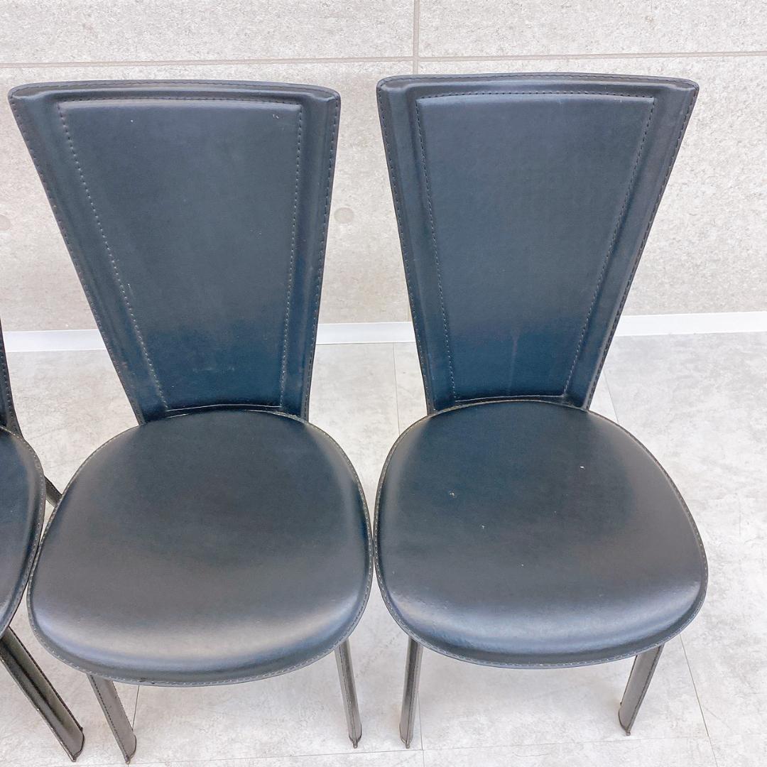 ダイニングチェア 4脚セット 本革 牛革 黒 椅子 8303C 大塚家具取扱