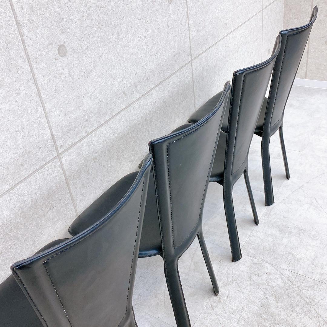 ダイニングチェア 4脚セット 本革 牛革 黒 椅子 8303C 大塚家具取扱