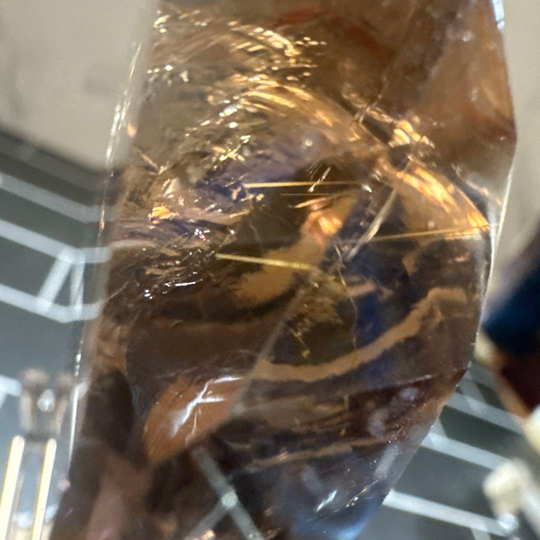 【希少】スモーキークォーツ ルチル×ライモナイト内包 台座付