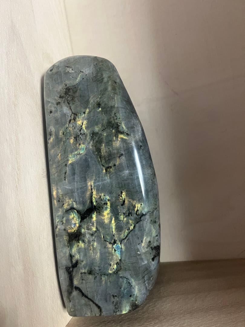 ラブラドライト　置き物　天然石　黄色オレンジ　原石　高品質